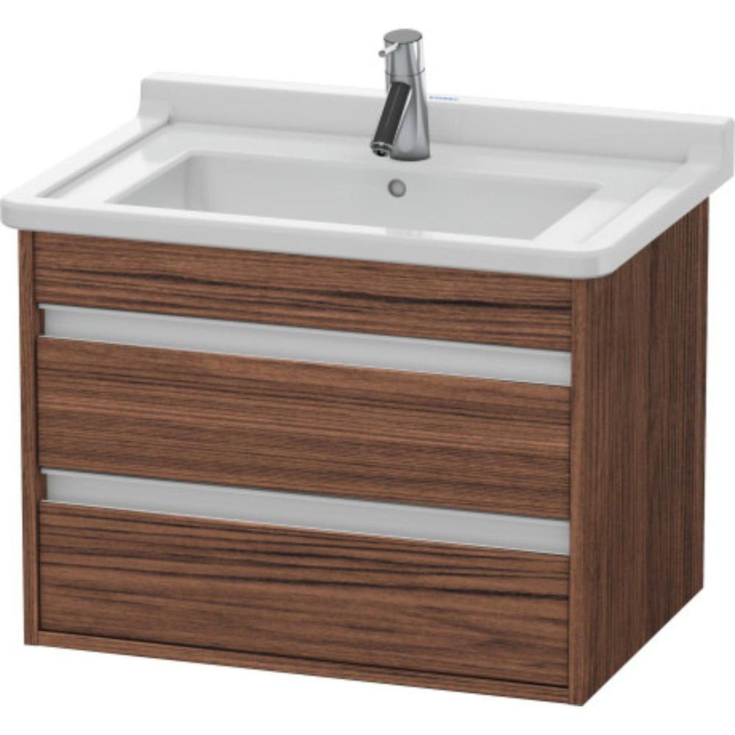 Duravit Ketho 26" x 19" x 18" Two Drawer Wall-Mount Vanity Unit in Walnut Dark (KT664302121)