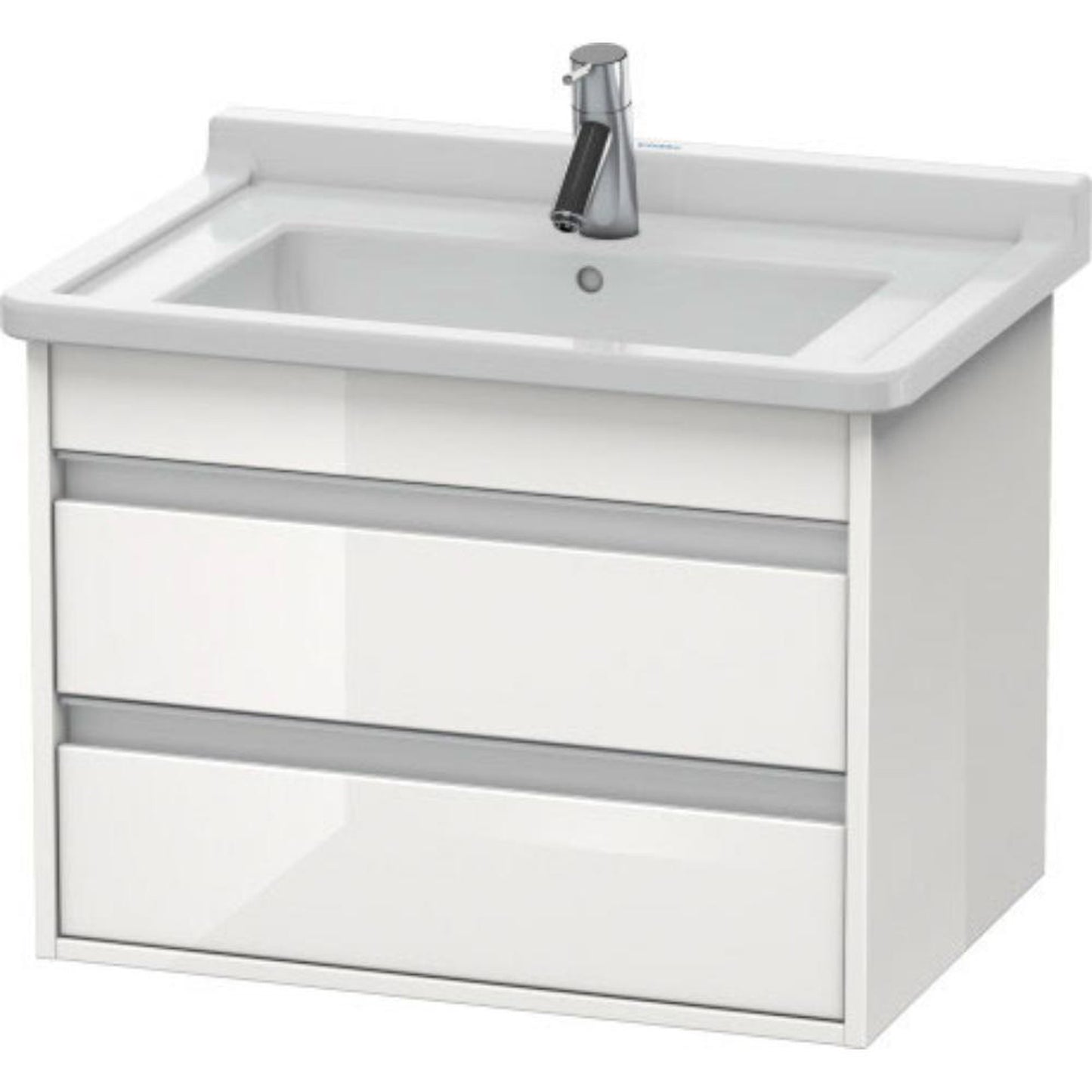 Duravit Ketho 26" x 19" x 18" Two Drawer Wall-Mount Vanity Unit in White High Gloss (KT664302222)