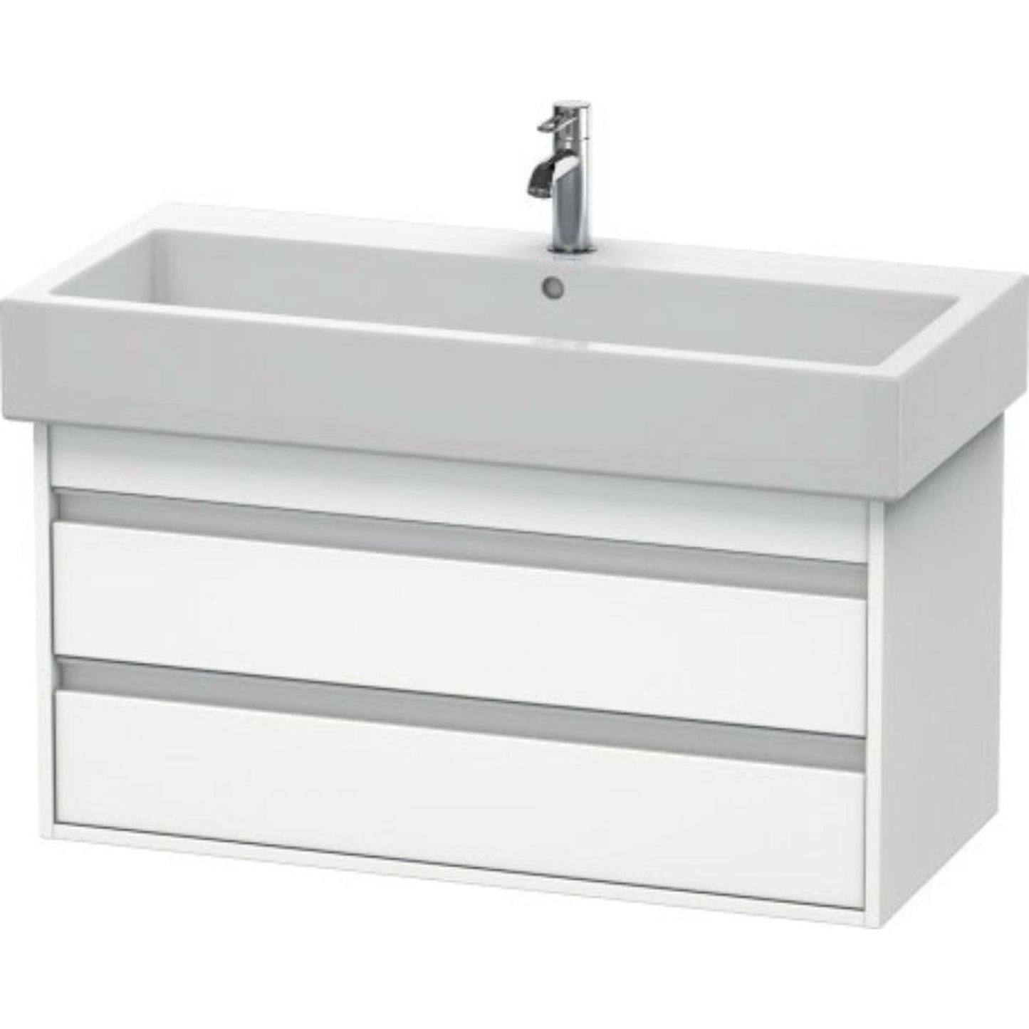 Duravit Ketho 37" x 19" x 17" Two Drawer Wall-Mount Vanity Unit in White Matt (KT663801818)
