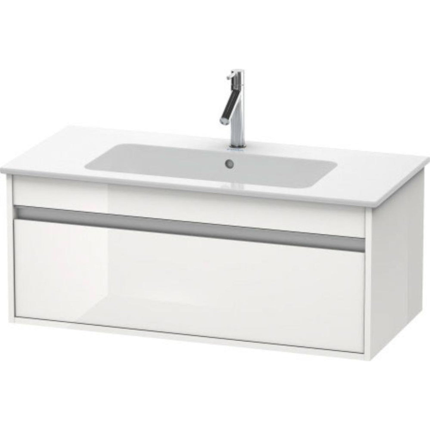 Duravit Ketho 39" x 16" x 19" One Drawer Wall-Mount Vanity Unit in White High Gloss