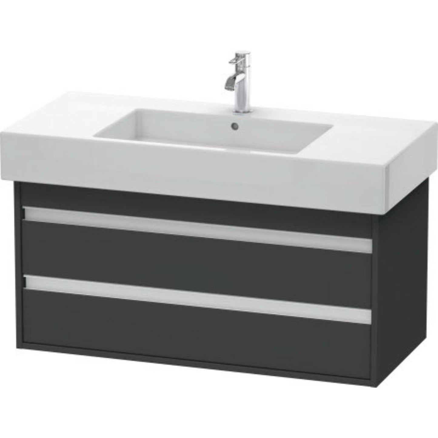 Duravit Ketho 39" x 19" x 18" Two Drawer Wall-Mount Vanity Unit in Graphite Matt (KT664104949)