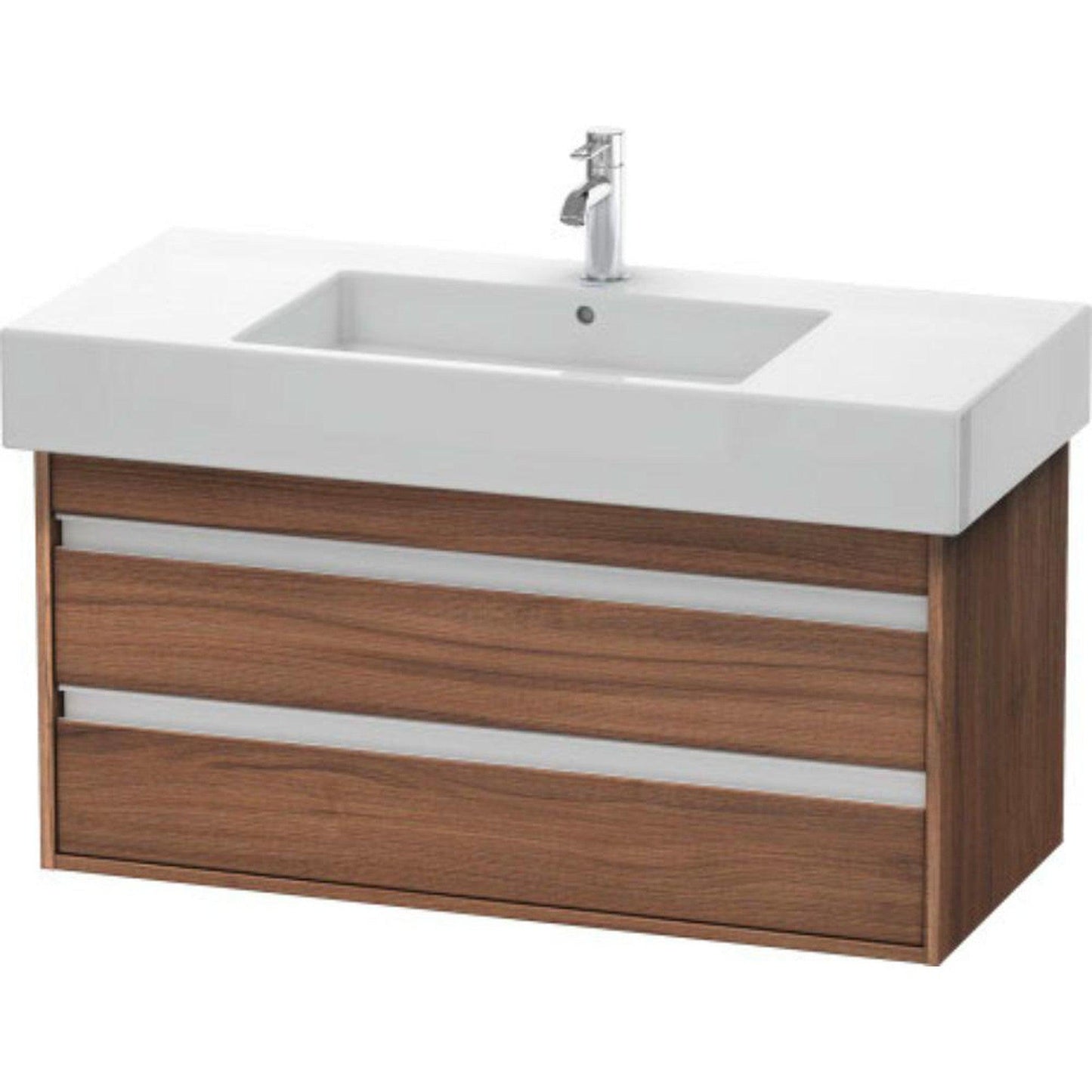Duravit Ketho 39" x 19" x 18" Two Drawer Wall-Mount Vanity Unit in Natural Walnut (KT664107979)