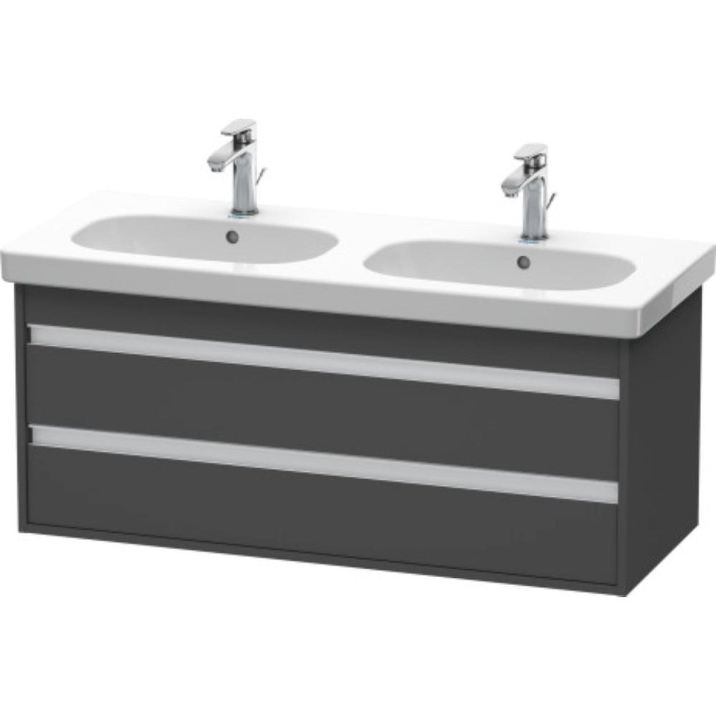 Duravit Ketho 45" x 19" x 18" Two Drawer Wall-Mount Vanity Unit in Graphite Matt