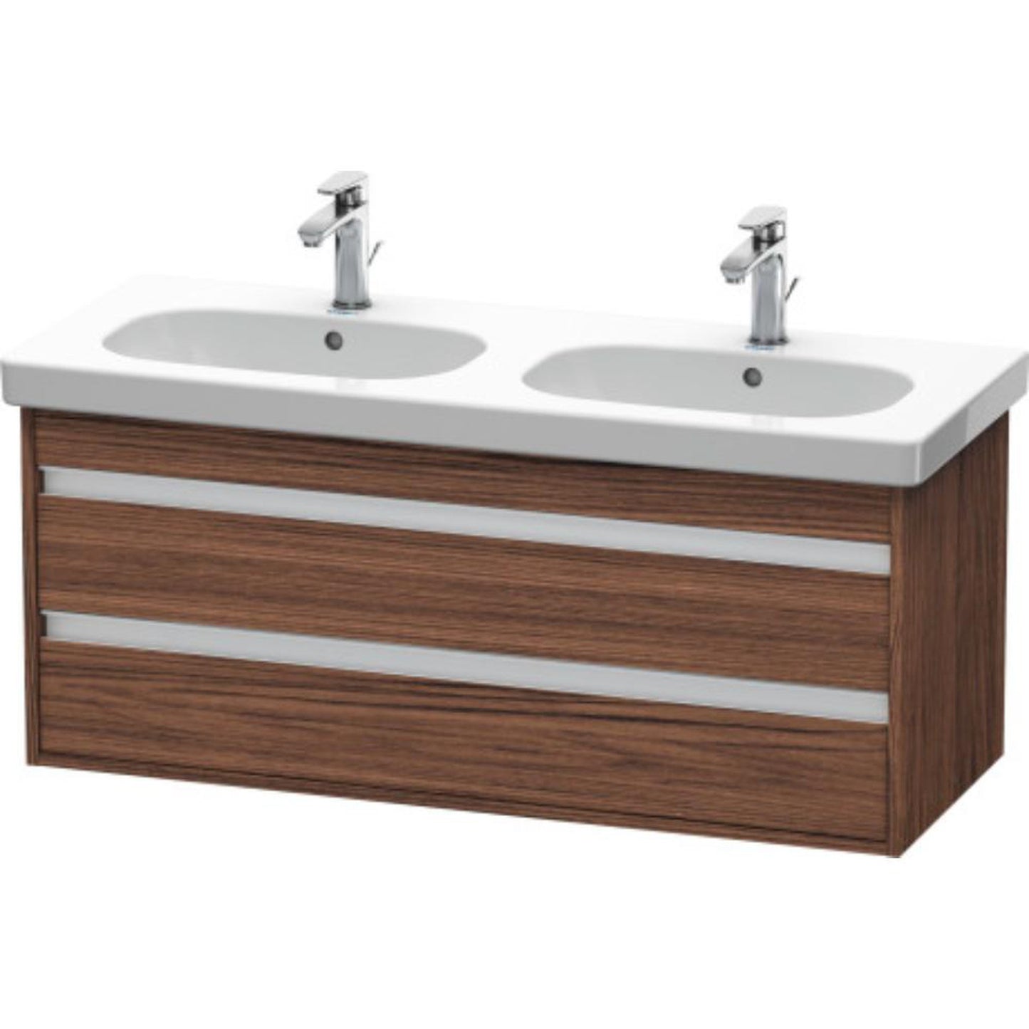 Duravit Ketho 45" x 19" x 18" Two Drawer Wall-Mount Vanity Unit in Walnut Dark