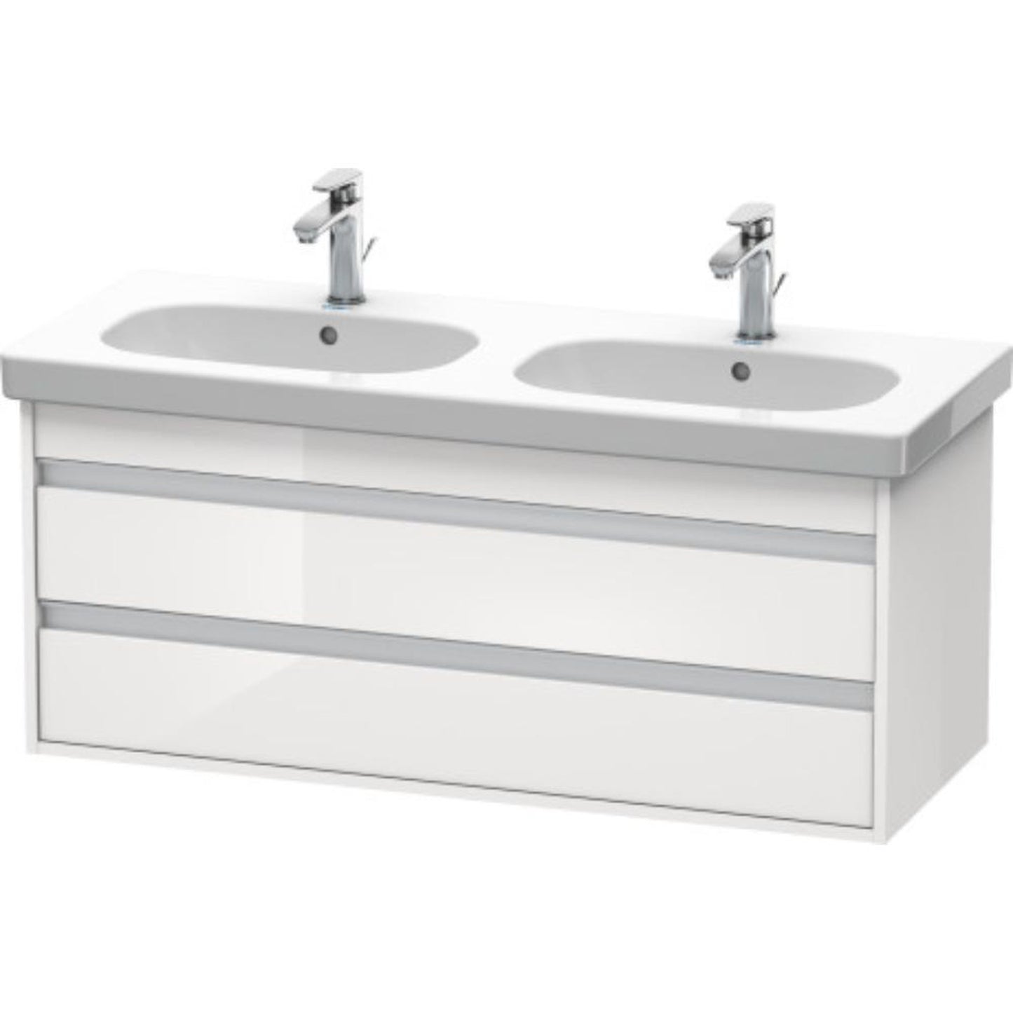 Duravit Ketho 45" x 19" x 18" Two Drawer Wall-Mount Vanity Unit in White High Gloss