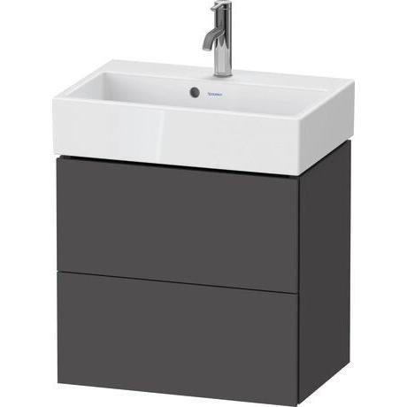 Duravit L-Cube 23" x 21" x 15" Graphite Two Drawer Wall-Mount Vanity Unit (LC621904949)