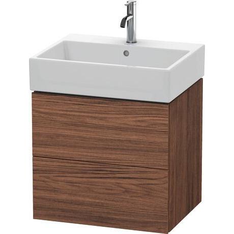 Duravit L-Cube 23" x 21" x 18" Walnut Dark Two Drawer Wall-Mount Vanity Unit (LC627502121)