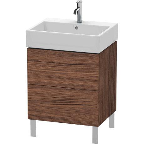 Duravit L-Cube 23" x 23" x 18" Walnut Dark Two Drawer Floorstanding Vanity Unit (LC677502121)