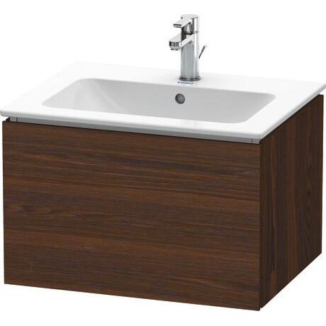 Duravit L-Cube 24" x 16" x 19" Walnut Brushed One Drawer Wall-Mount Vanity Unit (LC614006969)