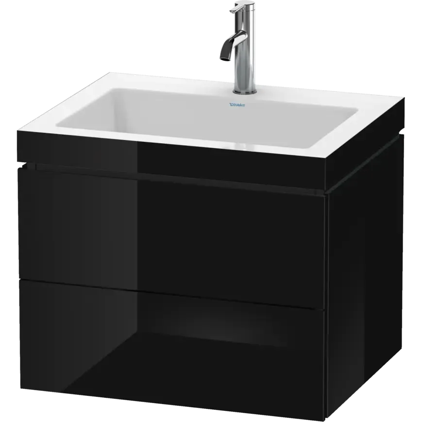 Duravit L-Cube 24" x 20" x 19" Black Two Drawer C-Bonded Wall-Mount Vanity Kit (LC6926O4040)