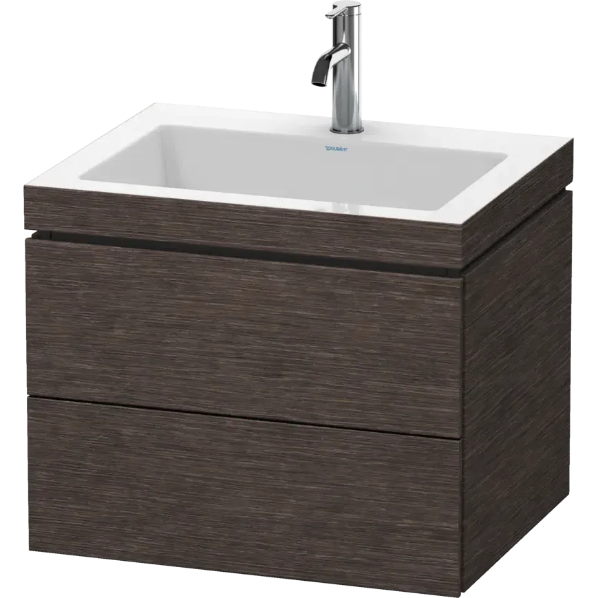 Duravit L-Cube 24" x 20" x 19" Dark Brushed Oak Two Drawer C-Bonded Wall-Mount Vanity Kit (LC6926O7272)