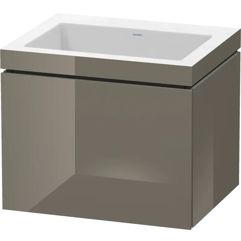 Duravit L-Cube 24" x 20" x 19" Flannel Gray One Drawer C-Bonded Wall-Mount Vanity Kit (LC6916N8989)
