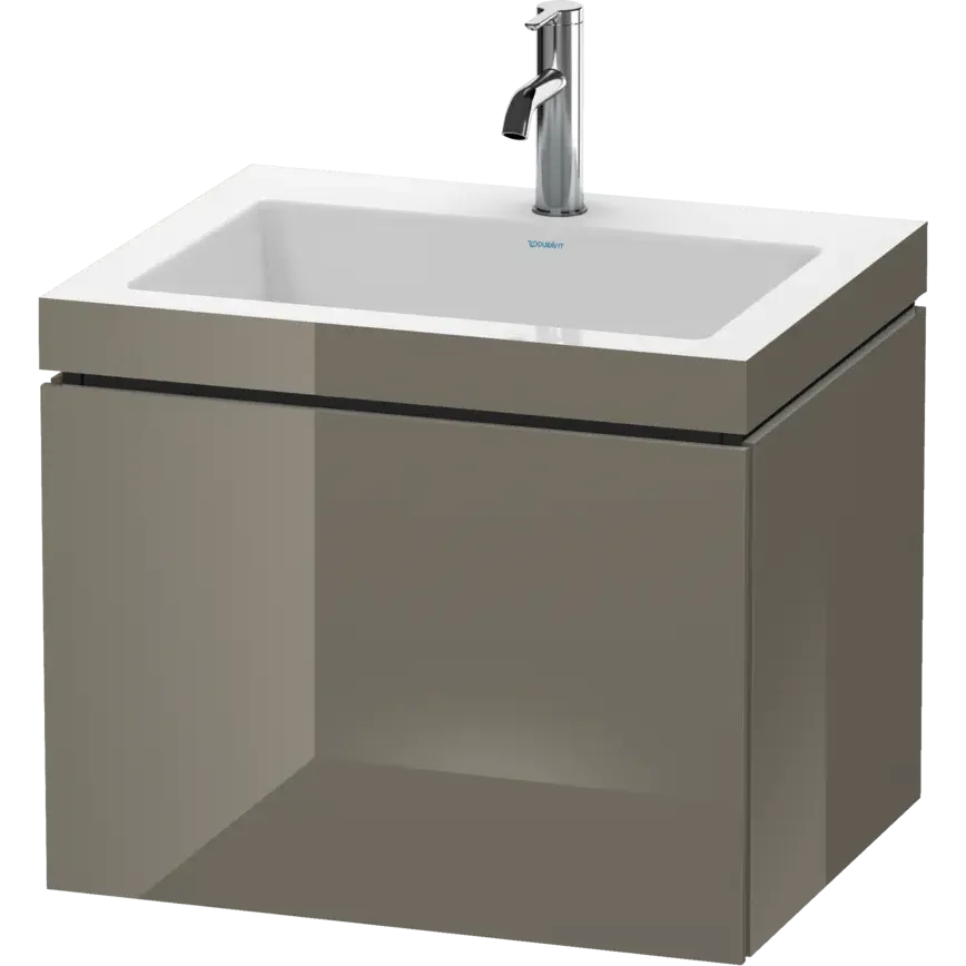 Duravit L-Cube 24" x 20" x 19" Flannel Gray One Drawer C-Bonded Wall-Mount Vanity Kit (LC6916O8989)