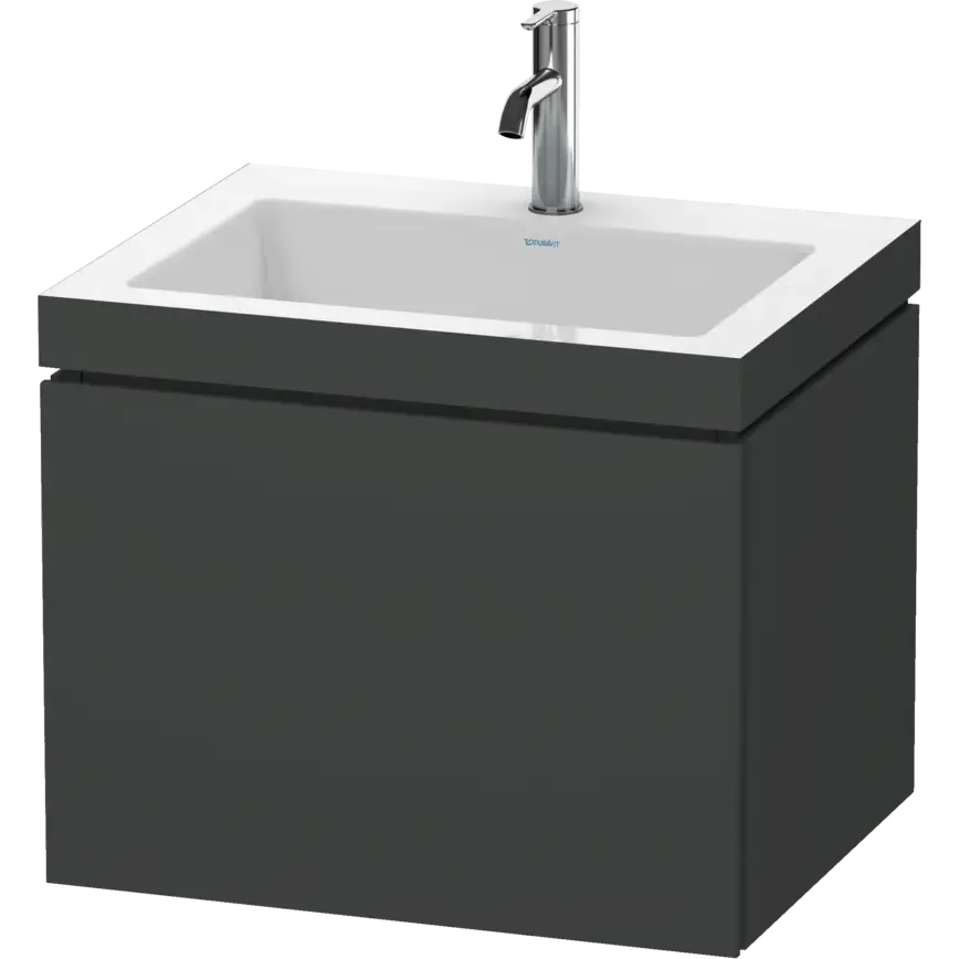 Duravit L-Cube 24" x 20" x 19" Graphite One Drawer C-Bonded Wall-Mount Vanity Kit (LC6916O4949)