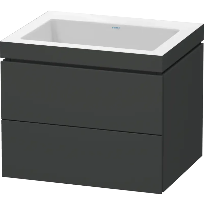 Duravit L-Cube 24" x 20" x 19" Graphite Two Drawer C-Bonded Wall-Mount Vanity Kit (LC6926N4949)