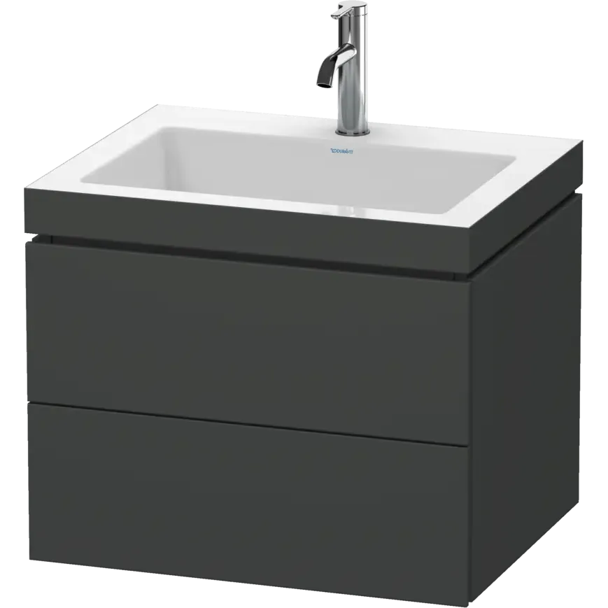 Duravit L-Cube 24" x 20" x 19" Graphite Two Drawer C-Bonded Wall-Mount Vanity Kit (LC6926O4949)
