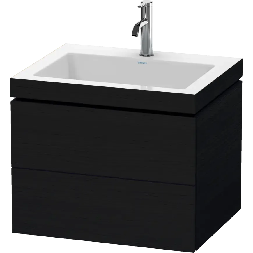 Duravit L-Cube 24" x 20" x 19" Oak Black Two Drawer C-Bonded Wall-Mount Vanity Kit (LC6926O1616)