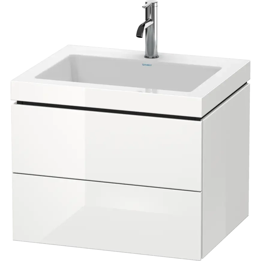 Duravit L-Cube 24" x 20" x 19" White Two Drawer C-Bonded Wall-Mount Vanity Kit (LC6926O2222)
