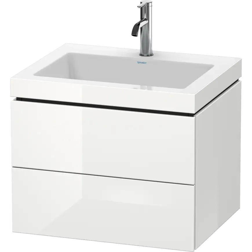 Duravit L-Cube 24" x 20" x 19" White Two Drawer C-Bonded Wall-Mount Vanity Kit (LC6926O8585)