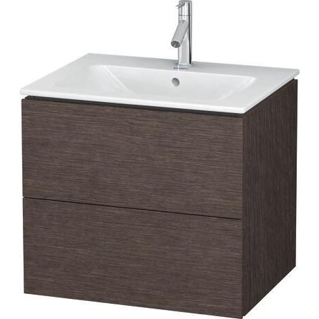 Duravit L-Cube 24" x 22" x 19" Dark Brushed Oak Two Drawer Wall-Mount Vanity Unit (LC624007272)