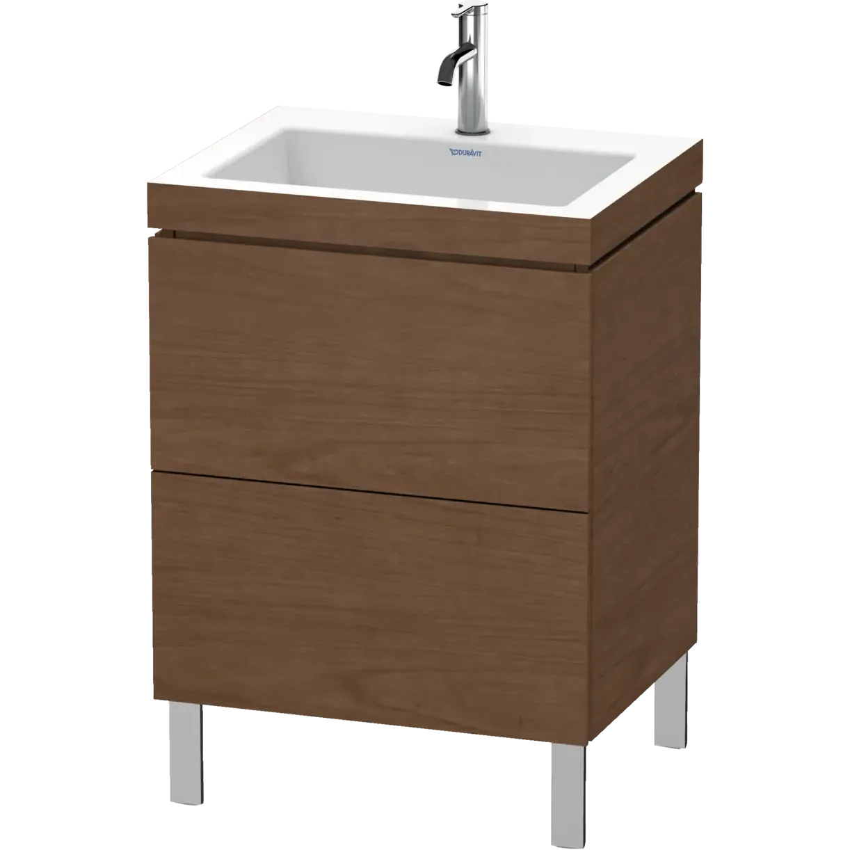 Duravit L-Cube 24" x 27" x 19" American Walnut Two Drawer C-Bonded Floorstanding Vanity Kit (LC6936O1313)