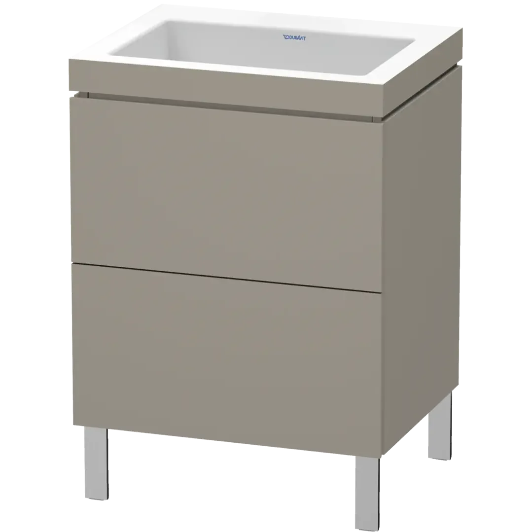 Duravit L-Cube 24" x 27" x 19" Basalt Two Drawer C-Bonded Floorstanding Vanity Kit (LC6936N4343)
