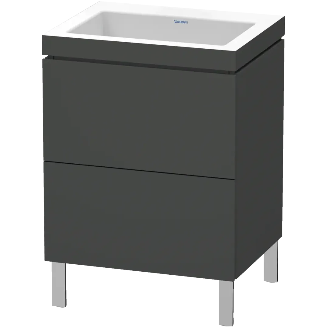 Duravit L-Cube 24" x 27" x 19" Graphite Two Drawer C-Bonded Floorstanding Vanity Kit (LC6936N4949)