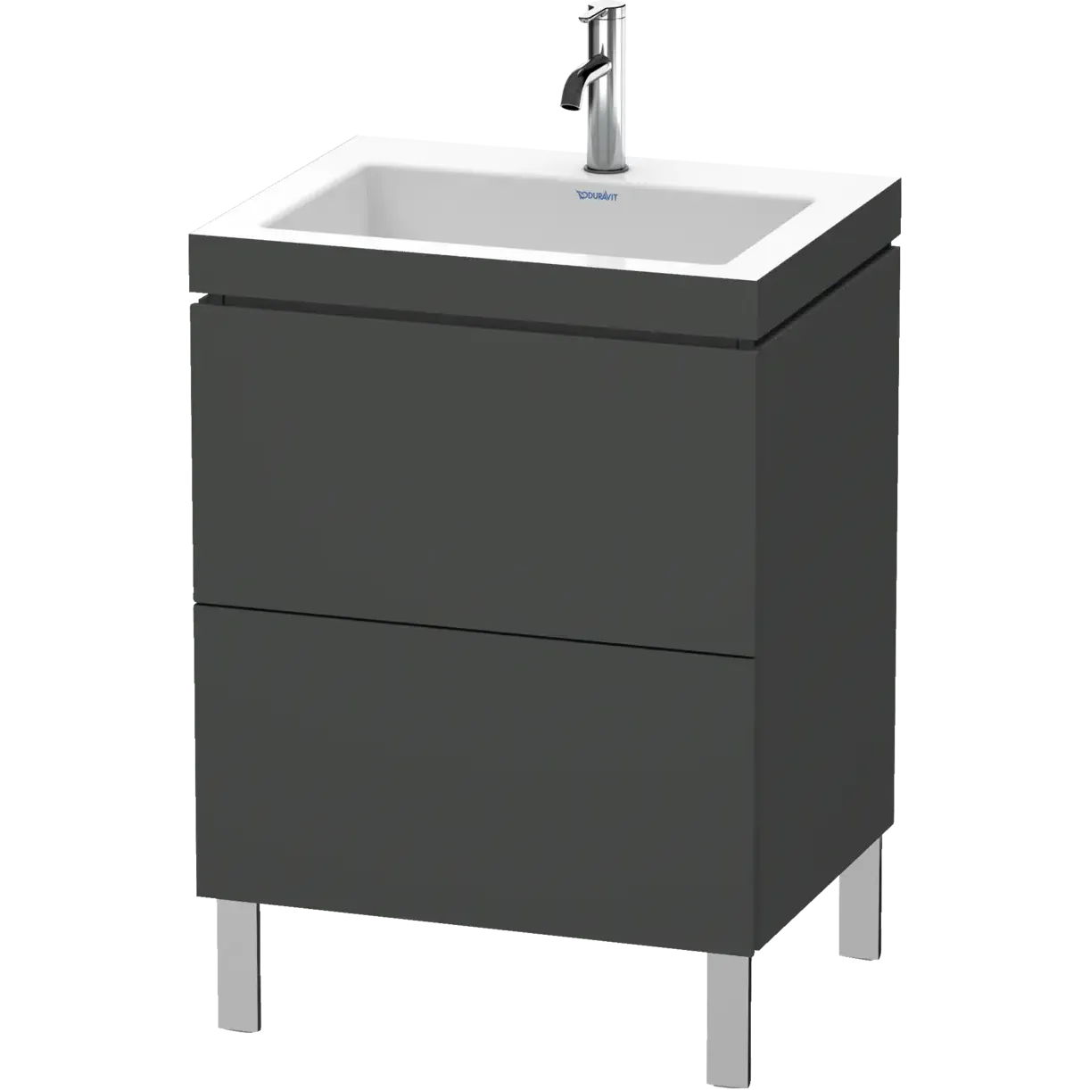 Duravit L-Cube 24" x 27" x 19" Graphite Two Drawer C-Bonded Floorstanding Vanity Kit (LC6936O4949)