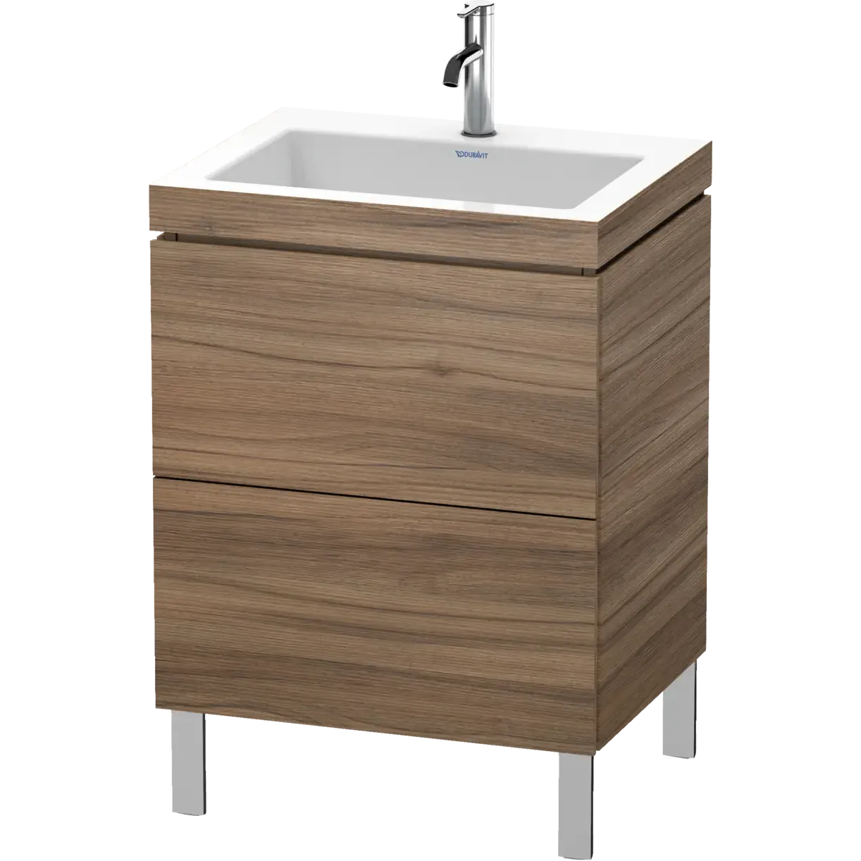 Duravit L-Cube 24" x 27" x 19" Walnut Two Drawer C-Bonded Floorstanding Vanity Kit (LC6936O7979)