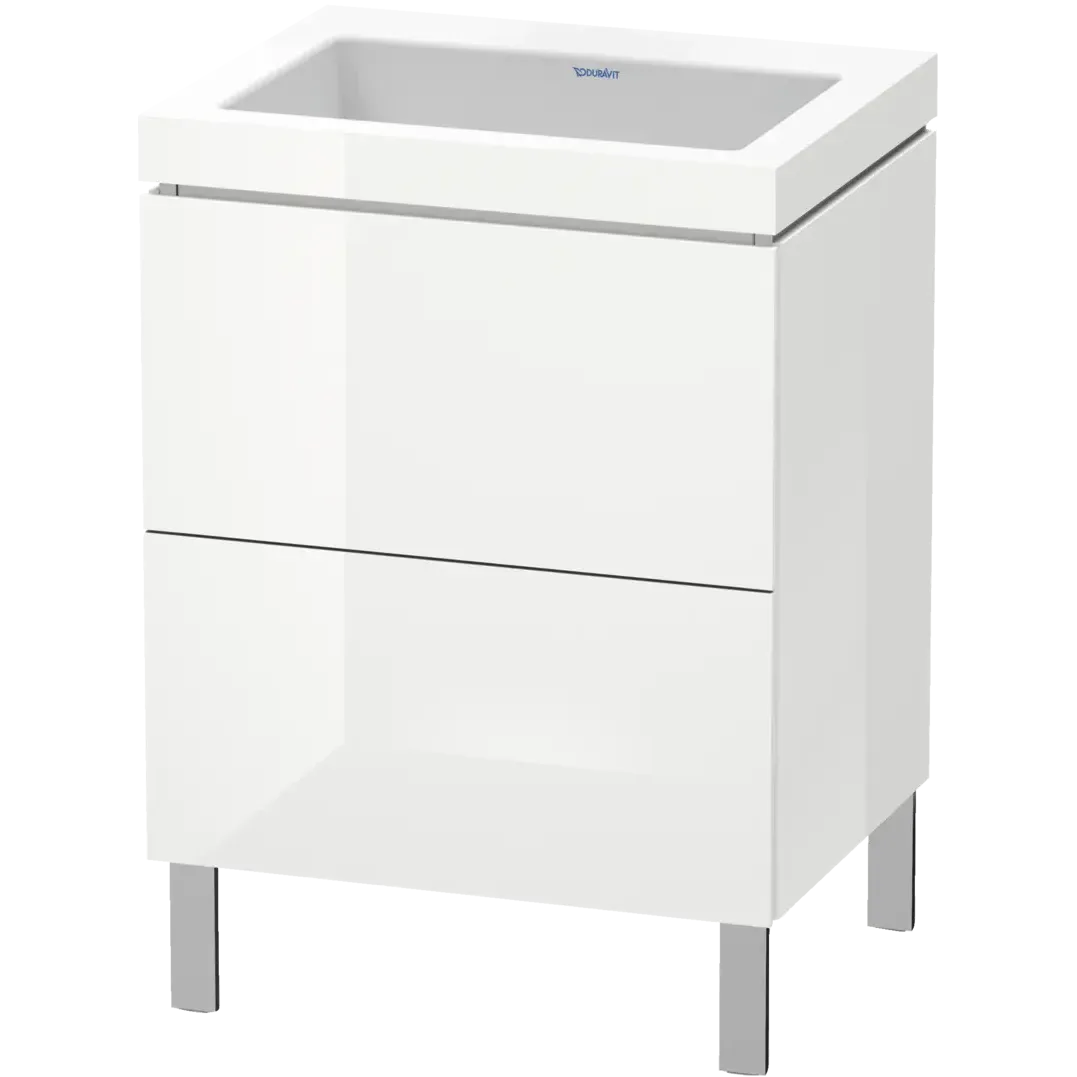 Duravit L-Cube 24" x 27" x 19" White Two Drawer C-Bonded Floorstanding Vanity Kit (LC6936N8585)