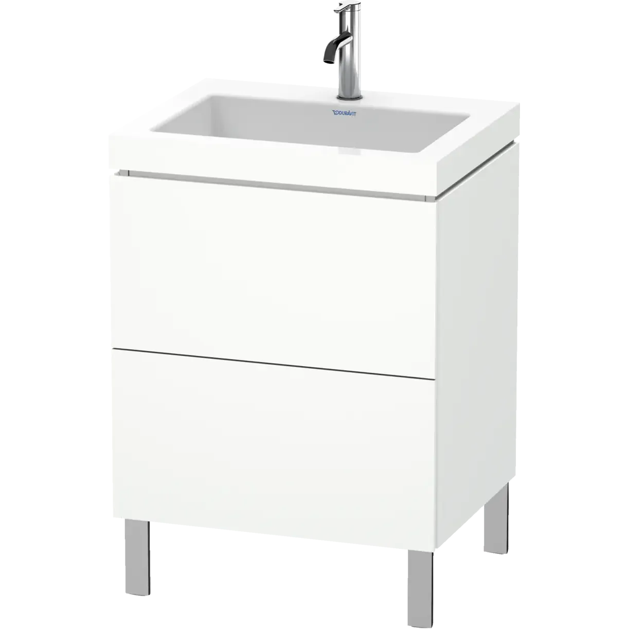 Duravit L-Cube 24" x 27" x 19" White Two Drawer C-Bonded Floorstanding Vanity Kit (LC6936O1818)