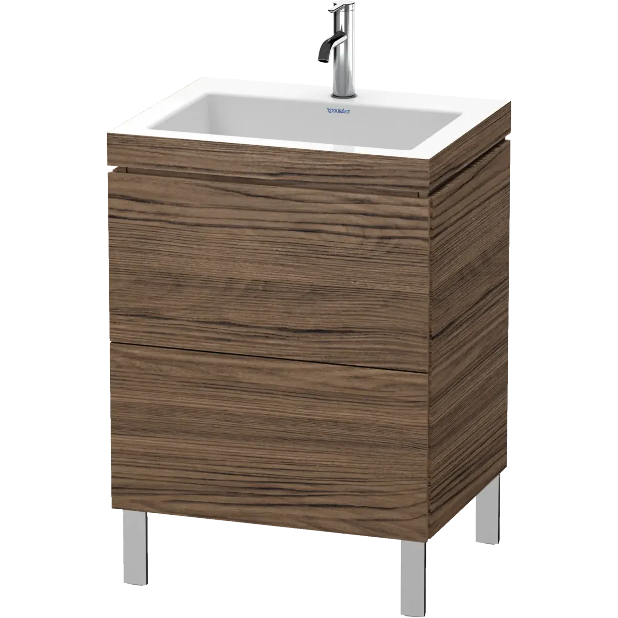 Duravit L-Cube 24" x 27" x 19" White Two Drawer C-Bonded Floorstanding Vanity Kit (LC6936O2121)