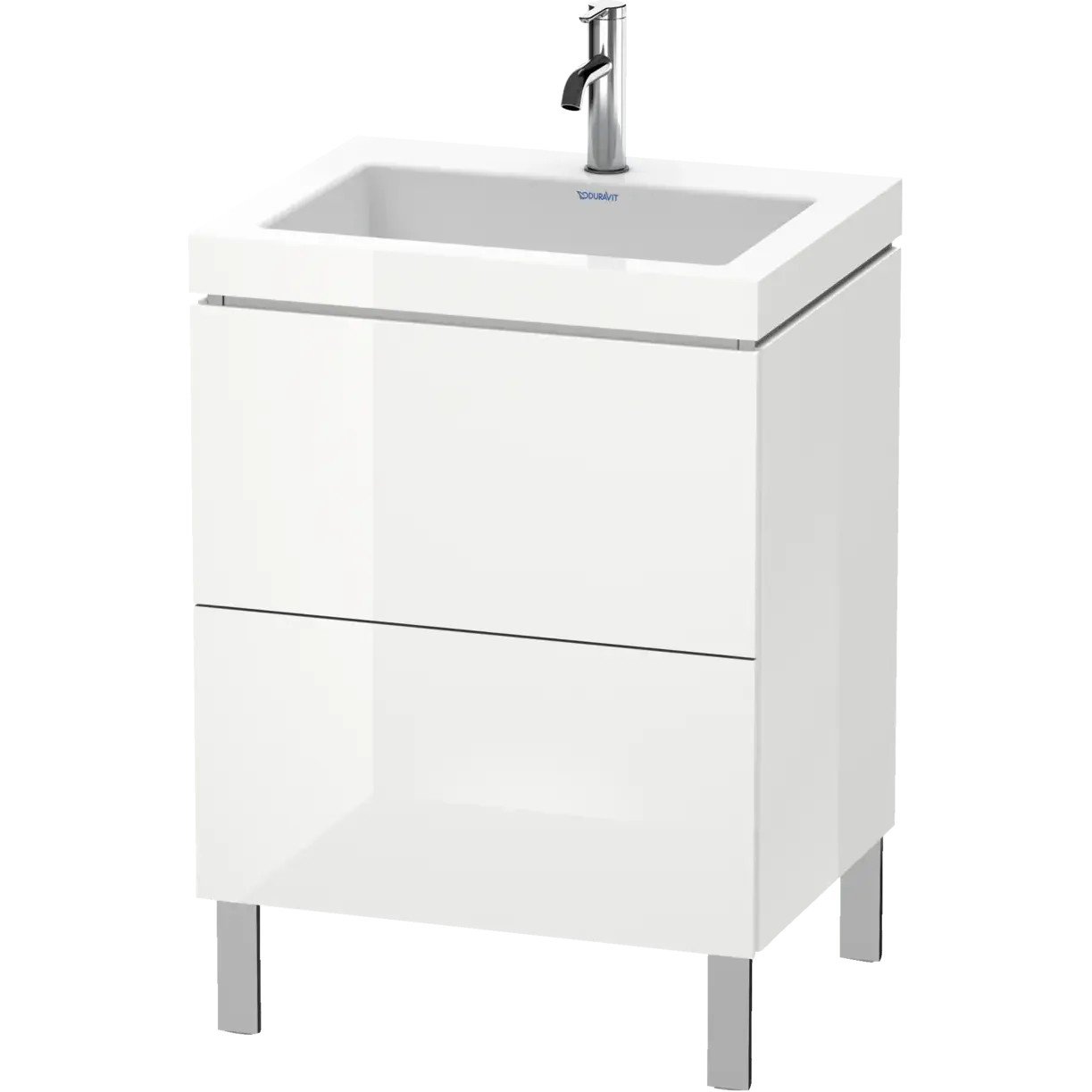 Duravit L-Cube 24" x 27" x 19" White Two Drawer C-Bonded Floorstanding Vanity Kit (LC6936O8585)