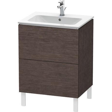Duravit L-Cube 24" x 28" x 19" Dark Brushed Oak Two Drawer Floorstanding Vanity Unit (LC662507272)