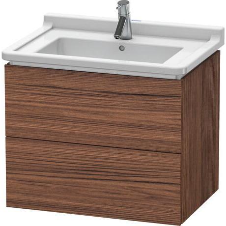 Duravit L-Cube 26" x 22" x 18" Walnut Dark Two Drawer Wall-Mount Vanity Unit (LC626402121)