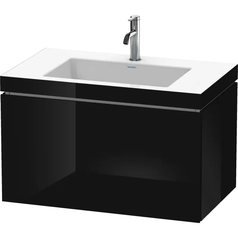 Duravit L-Cube 31" x 20" x 19" Black One Drawer C-Bonded Wall-Mount Vanity Kit (LC6917O4040)