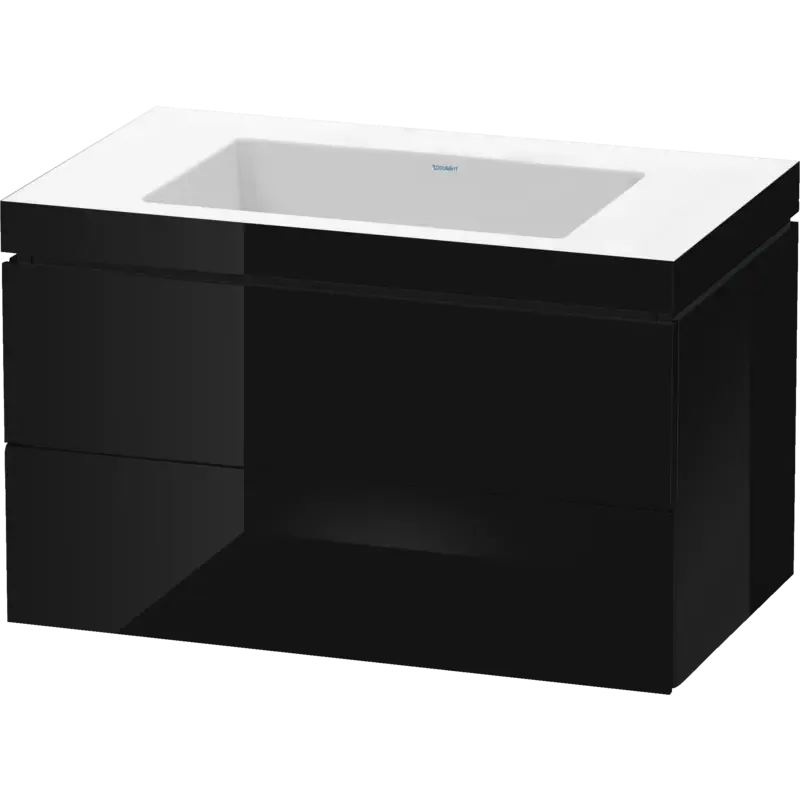 Duravit L-Cube 31" x 20" x 19" Black Two Drawer C-Bonded Wall-Mount Vanity Kit (LC6927N4040)