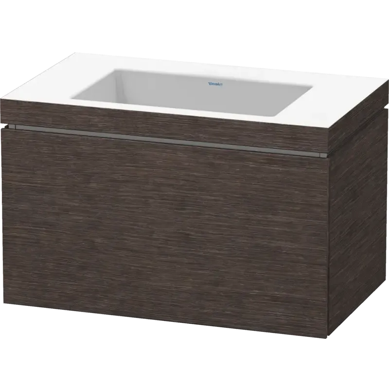 Duravit L-Cube 31" x 20" x 19" Dark Brushed Oak One Drawer C-Bonded Wall-Mount Vanity Kit (LC6917N7272)