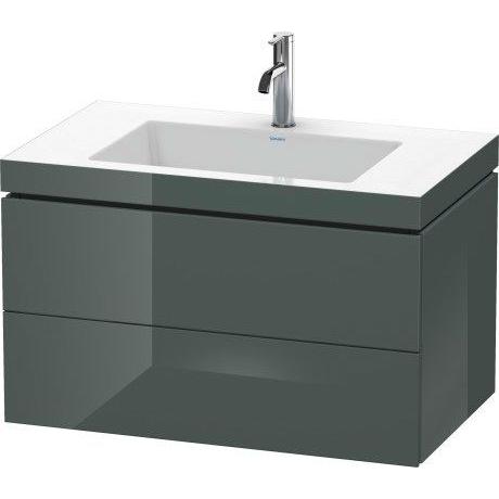 Duravit L-Cube 31" x 20" x 19" Dolomite Gray Two Drawer C-Bonded Wall-Mount Vanity Kit (LC6927O3838)