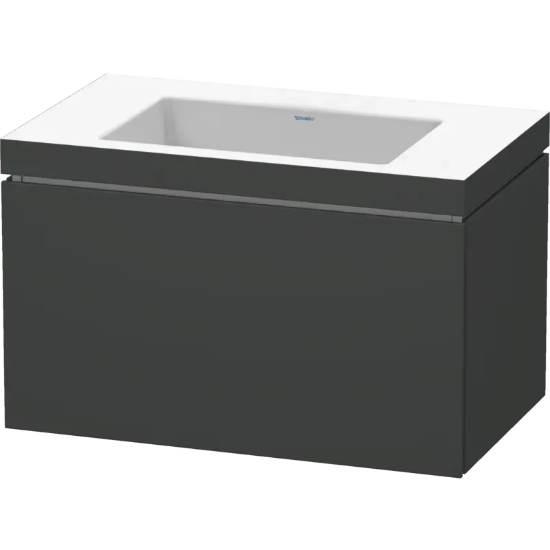 Duravit L-Cube 31" x 20" x 19" Graphite One Drawer C-Bonded Wall-Mount Vanity Kit (LC6917N4949)