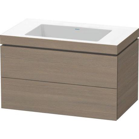 Duravit L-Cube 31" x 20" x 19" Oak Terra Two Drawer C-Bonded Wall-Mount Vanity Kit (LC6927N3535)