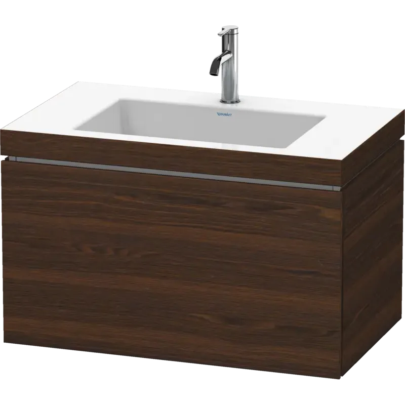 Duravit L-Cube 31" x 20" x 19" Walnut Brushed One Drawer C-Bonded Wall-Mount Vanity Kit (LC6917O6969)