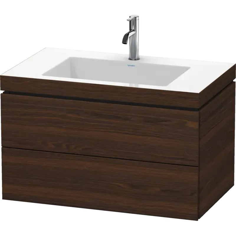 Duravit L-Cube 31" x 20" x 19" Walnut Brushed Two Drawer C-Bonded Wall-Mount Vanity Kit (LC6927O6969)