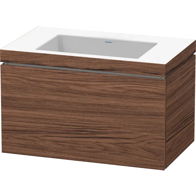Duravit L-Cube 31" x 20" x 19" Walnut Dark One Drawer C-Bonded Wall-Mount Vanity Kit (LC6917N2121)