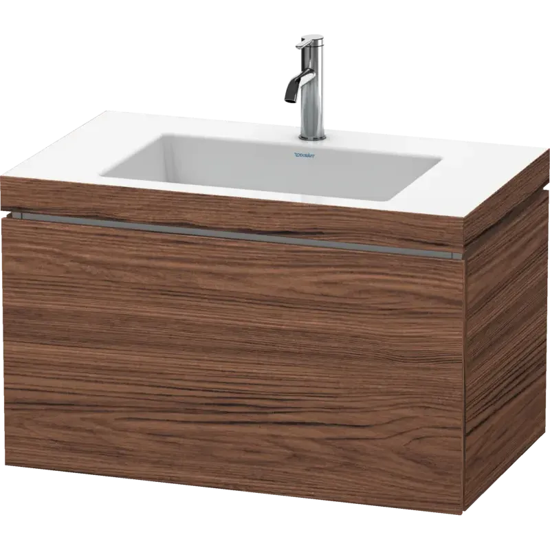 Duravit L-Cube 31" x 20" x 19" Walnut Dark One Drawer C-Bonded Wall-Mount Vanity Kit (LC6917O2121)