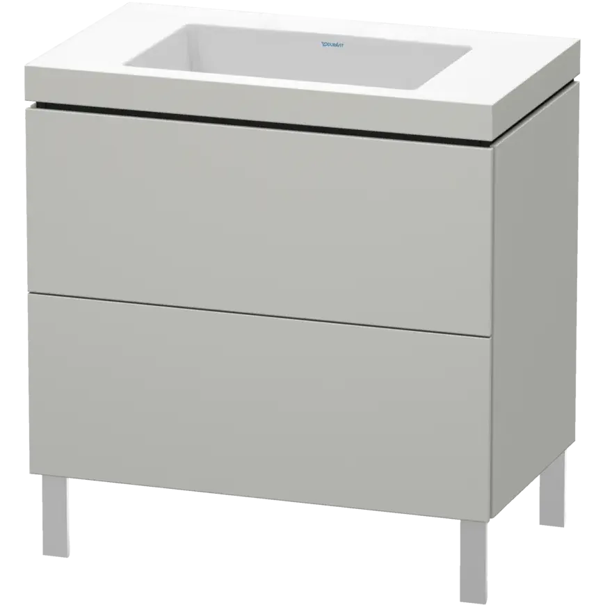 Duravit L-Cube 31" x 27" x 19" Concrete Gray Two Drawer C-Bonded Floorstanding Vanity Kit (LC6937N0707)