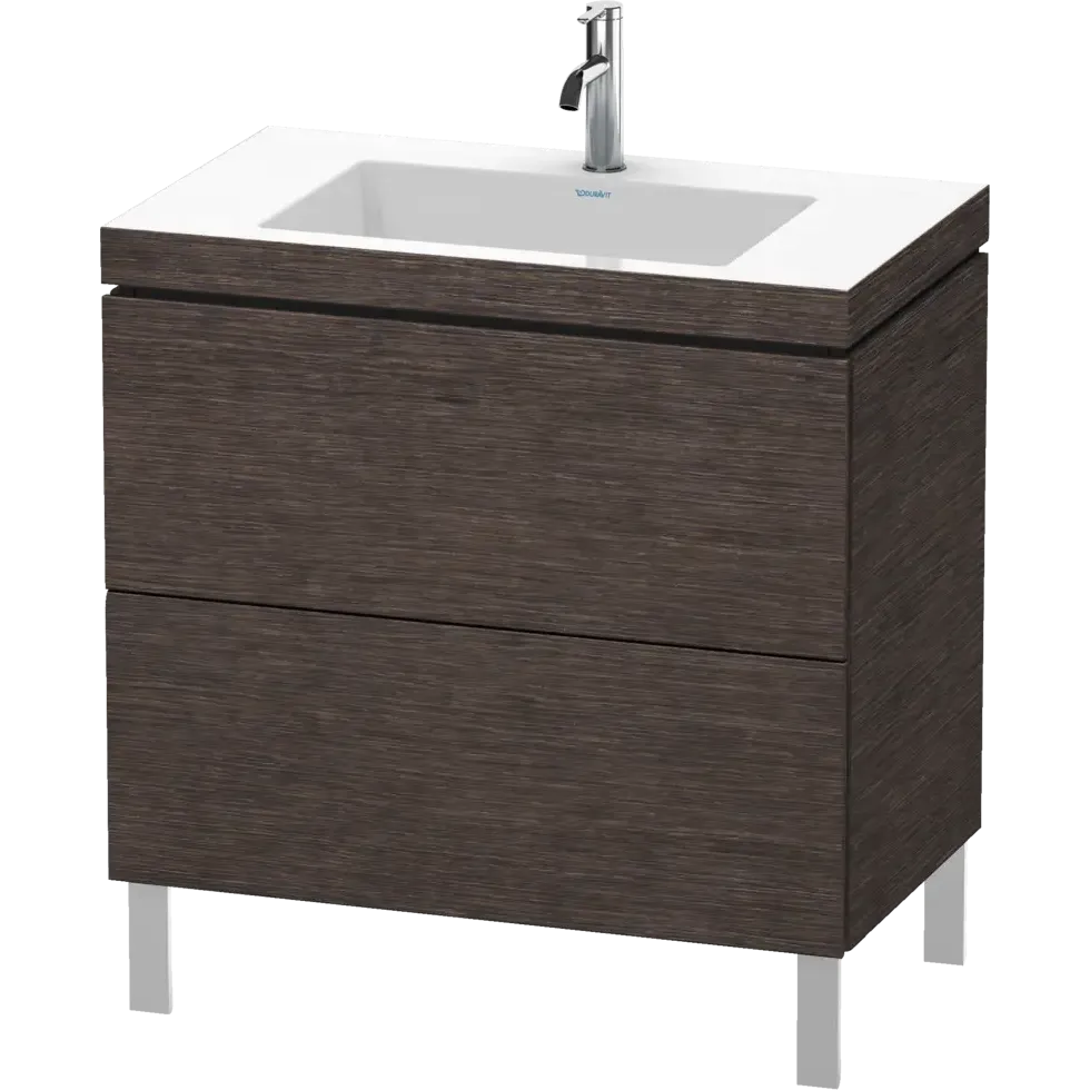 Duravit L-Cube 31" x 27" x 19" Dark Brushed Oak Two Drawer C-Bonded Floorstanding Vanity Kit (LC6937O7272)