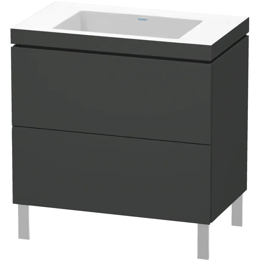 Duravit L-Cube 31" x 27" x 19" Graphite Two Drawer C-Bonded Floorstanding Vanity Kit (LC6937N4949)