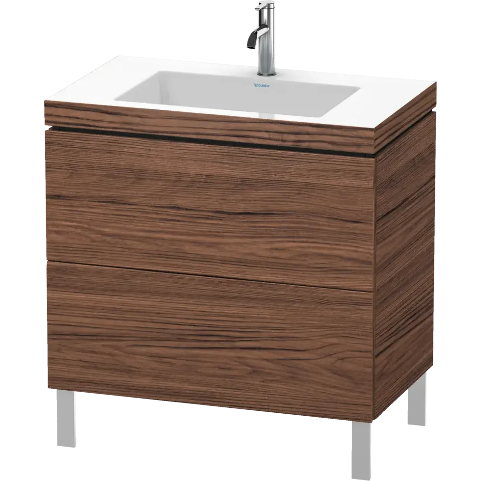 Duravit L-Cube 31" x 27" x 19" Walnut Dark Two Drawer C-Bonded Floorstanding Vanity Kit (LC6937O2121)