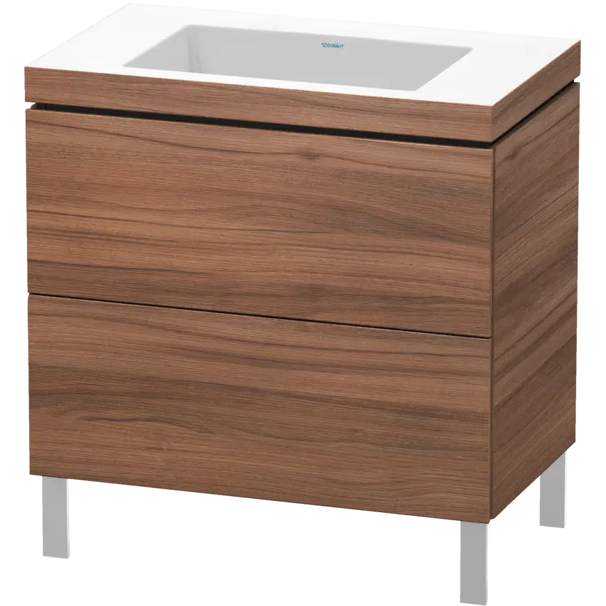 Duravit L-Cube 31" x 27" x 19" Walnut Two Drawer C-Bonded Floorstanding Vanity Kit (LC6937N7979)